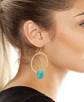 Robert Lee Morris Soho Turquoise Patina Petal Charm Hoop Earrings