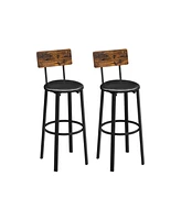 Slickblue 29.7 inch Barstools With Back And Footrest-Set of 2