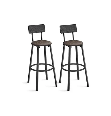 Slickblue 29.7 inch Barstools With Back And Footrest-Set of 2