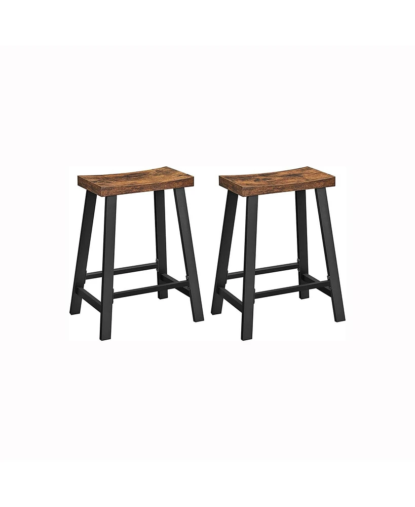 Slickblue Set Of 2 Industrial Bar Stools With Footrest