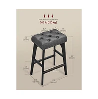Set of 2 Counter Height Bar Stools with Tufted Buttons