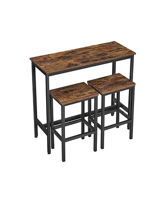 Slickblue Industrial Brown Bar Table With 2 Stools