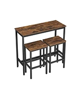 Slickblue Industrial Brown Bar Table With 2 Stools