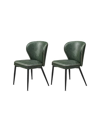 Dining Chairs Set of 2, Upholstered Kitchen Chairs, Synthetic Leather with Stitching