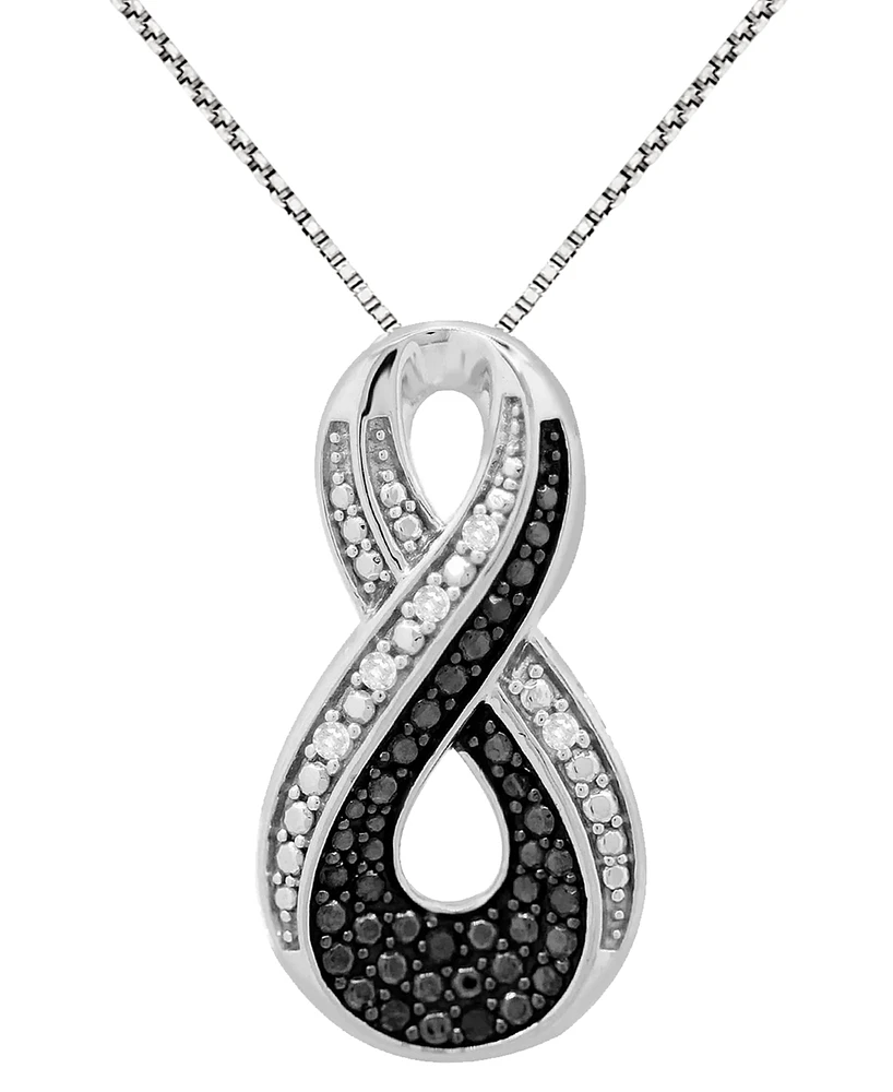 Black & White Diamond Infinity 18" Pendant Necklace (1/6 ct. t.w.) in Sterling Silver