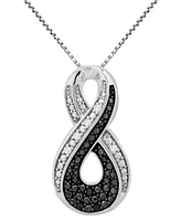 Black & White Diamond Infinity 18" Pendant Necklace (1/6 ct. t.w.) in Sterling Silver