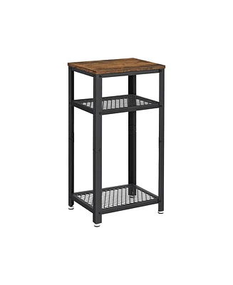 Slickblue Industrial Side Table, End Telephone Table With 2-tier Mesh Shelves, With Metal Frame