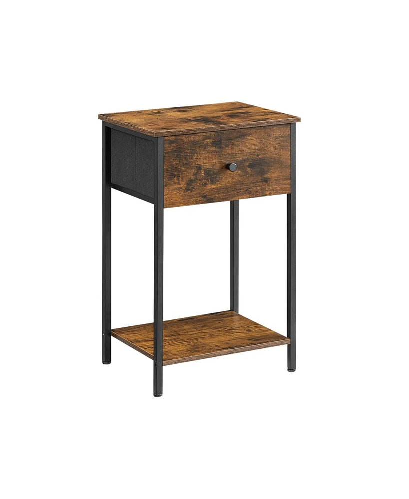 Slickblue End Table With Storage Shelf And Steel Frame