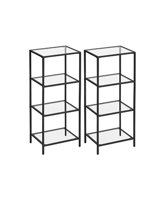 Slickblue Bookcase, Multi-tier Shelving Unit, Bookshelf, Tempered Glass, Easy Assembly, For Living Room