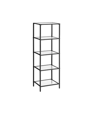 Slickblue Bookcase, Multi-tier Shelving Unit, Bookshelf, Tempered Glass, Easy Assembly, For Living Room