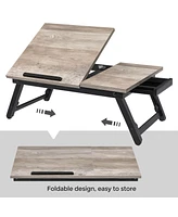 Slickblue Laptop Desk For Bed Or Sofa With Adjustable Tilting Top, Breakfast Serving Tray