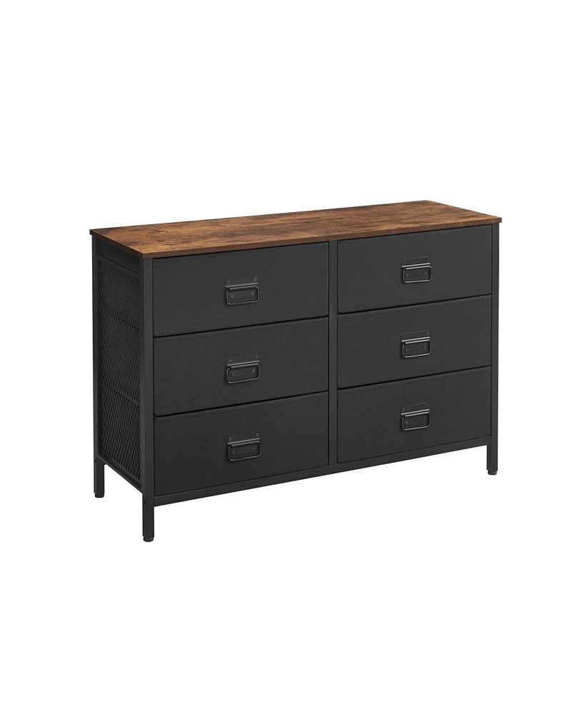 Slickblue Vertical Wide Dresser Storage Tower, Dresser With 6 Drawers