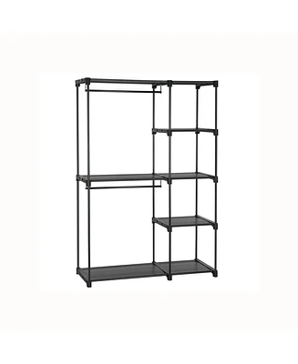 Slickblue Clothes Rack, Closet Racks for Hanging Clothes, Clothes Wardrobe with 3 Hanging Rods and Shelves