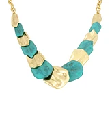 Robert Lee Morris Soho Turquoise Patina Petal Layered Bib Necklace