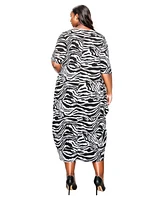 L I V D Plus Gwenyth Zebra Print Pocket Dress