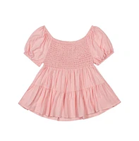 Derek Heart Big Girls Solid Smocked Bodice Top