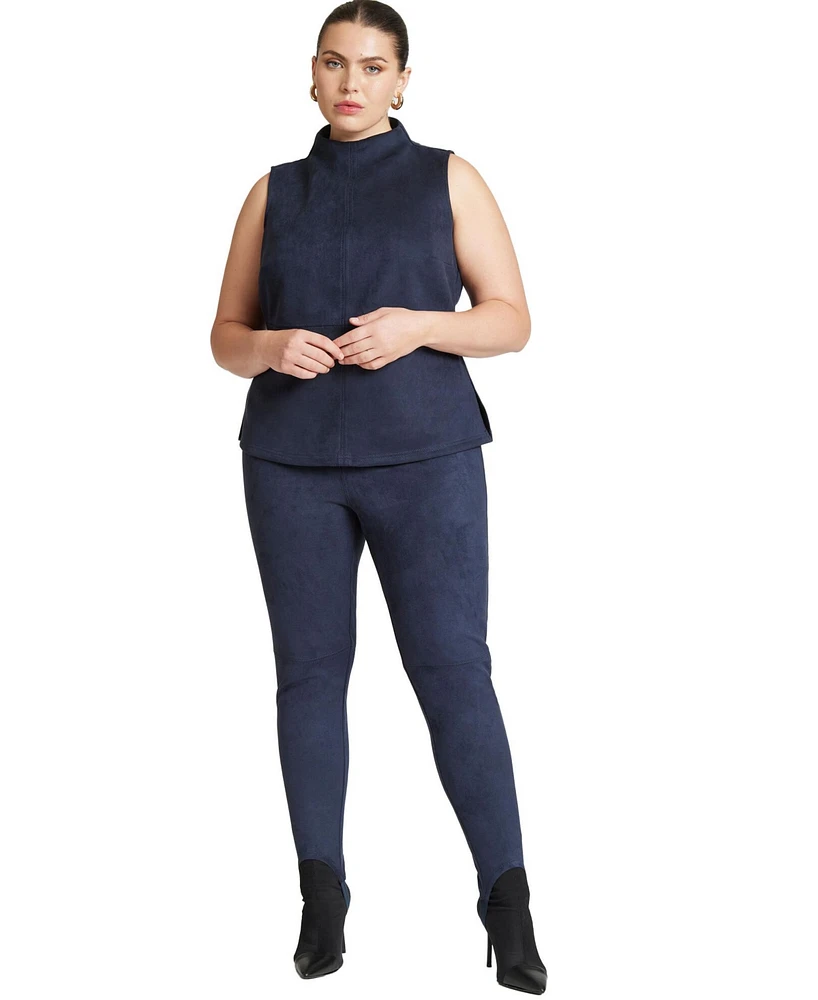 Eloquii Plus Size Barkwood X Faux Suede Leggings With Stirrups