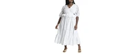 Eloquii Plus Size Ruffle Eyelet Maxi Dress