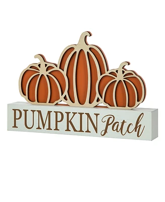 Glitzhome 11.75"L Fall Wooden "Pumpkin Patch" Pumpkins Table Sign