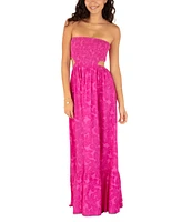 Hurley Juniors' Hibiscus Strapless Side-Cutout Maxi Dress