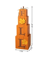Glitzhome 25.5"H Halloween and Fall Wood Reversible Boxed Porch Decor