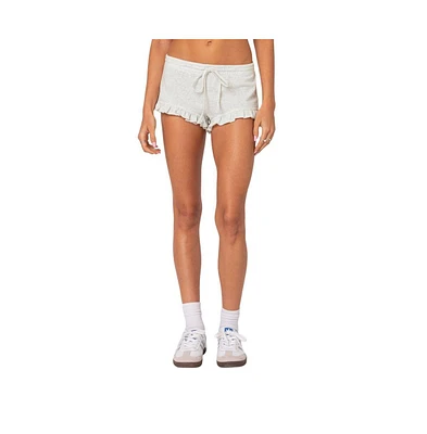 Edikted Women's Randi Ruffled Micro Shorts - Gray