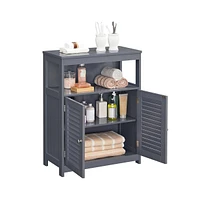 Slickblue Bathroom Storage Floor Cabinet Free Standing With Double Shutter Door And Adjustable Shelf