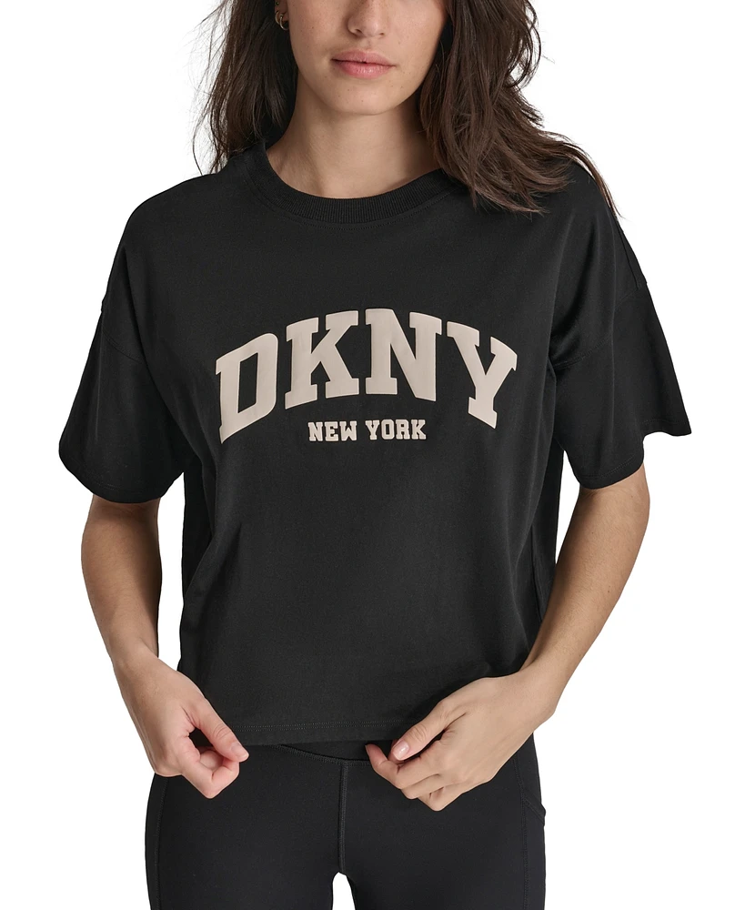 Dkny Sport Women's Cotton Puffed Logo Cropped T-Shirt