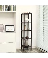 Slickblue 5-Tier Wicker Bathroom Shelf, Standing Kitchen Rack, for Narrow Spaces, Living Room