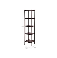 Slickblue 5-Tier Wicker Bathroom Shelf, Standing Kitchen Rack, for Narrow Spaces, Living Room