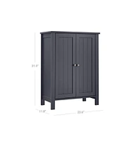 Slickblue Bathroom Floor Storage Cabinet With Double Door Adjustable Shelf