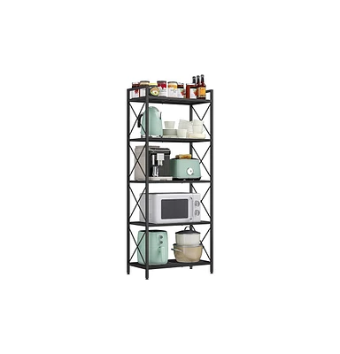 Slickblue 5-tier Metal Storage Shelf, Shelving Unit With X Side Frames, Dense Mesh, For Entryway