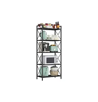 Slickblue 5-tier Metal Storage Shelf, Shelving Unit With X Side Frames, Dense Mesh, For Entryway