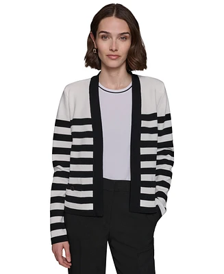 Karl Lagerfeld Women's Striped Open-Front Cardigan Sweater