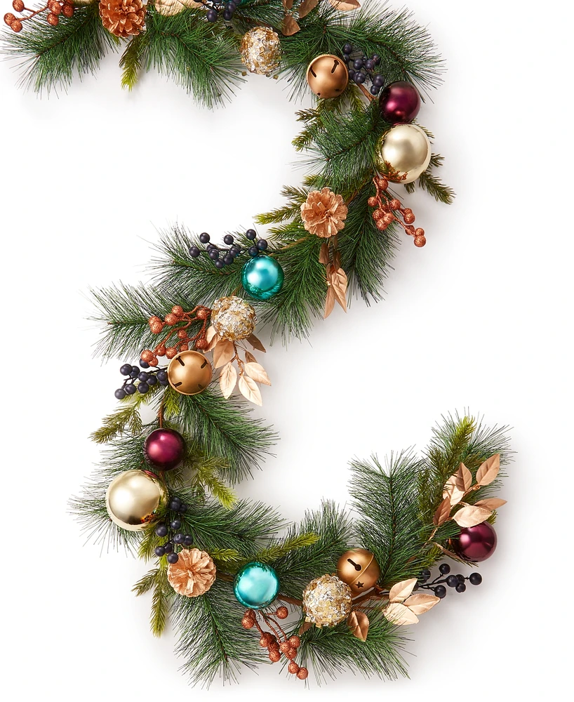 Holiday Lane Green Garland with Berries & Ornaments, Created for Macy's