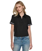 Karl Lagerfeld Paris Women's Logo-Tape Polo Top