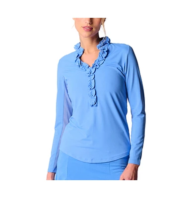 G Lifestyle Clothing Women's Long Sleeve Double Ruffle Top Flamingo XLarge
