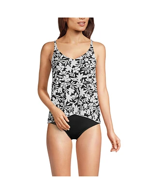 Lands' End Women's V-Neck Tulip Hem Tankini Swimsuit Top