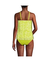 Lands' End Women's Chlorine Resistant Mesh Scoop Neck Tiered Tankini Swimsuit Top