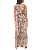 1.state Women's Printed Halter Sleeveless Wide-Leg Jumpsuit