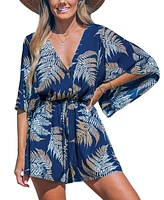 Cupshe Women's Palm Leaf Loose Sleeve Romper