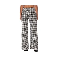 Edikted Women's Gingham Printed Low Rise Jeans - Black-and