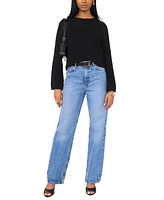 1.state Women's Flare-Sleeve Mesh-Stitch Sweater