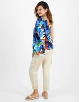 I.N.C. International Concepts Petite Printed One Shoulder Top Cargo Joggers Created For Macys