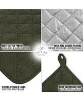 Zulay Kitchen Washable Quilted Terry Cloth Potholder for Cooking and Baking (6 Pack)