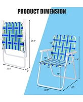 Gymax Set of 6 Patio Folding Web Chair Portable Beach Camping Red