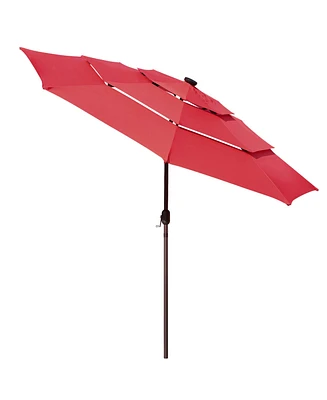 Yescom 3 Tier Patio Umbrella with Solar Led Crank Tilt Button Outdoor Table Yard