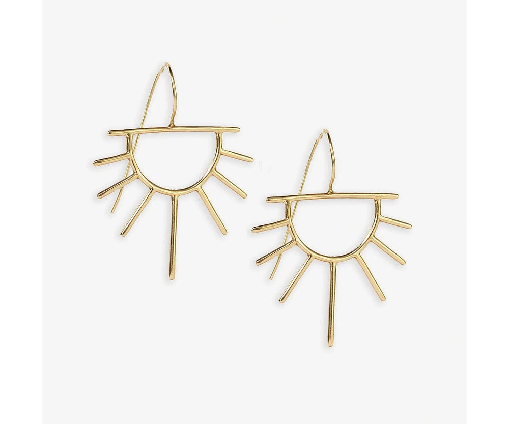 Ink + Alloy Brass Half Sun Threaded Earrings 2"