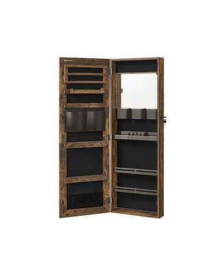 Slickblue Lockable Jewelry Cabinet Armoire Rustic Brown