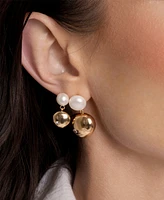 Ettika Small Pebble and Freshwater Pearl Dangle Earrings